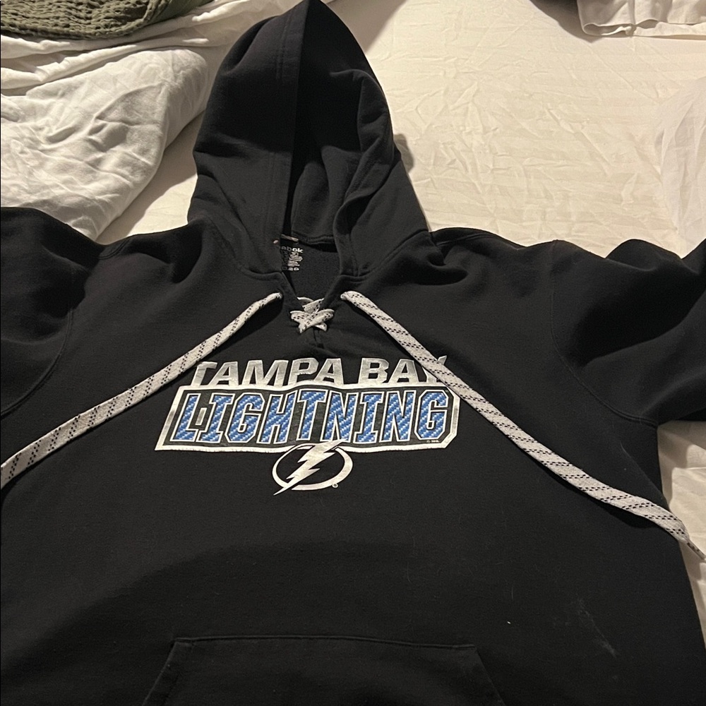 Reebok Black Tampa Bay Lightning Hoodie with Blue Logo
